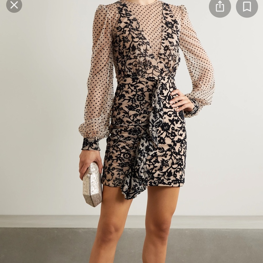 Patbo ruffled flock tulle dress nwt 4